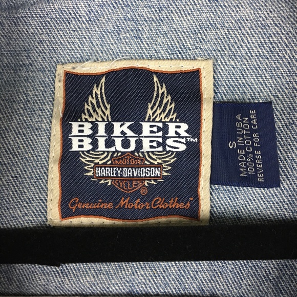 Harley Davidson AMERICAN FLAG Frayed Denim Vest SM - Picture 6 of 8